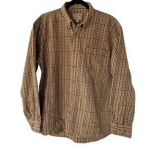Cabela's Plaid Long Sleeve Button-Up Flannel 100% Cotton Size L